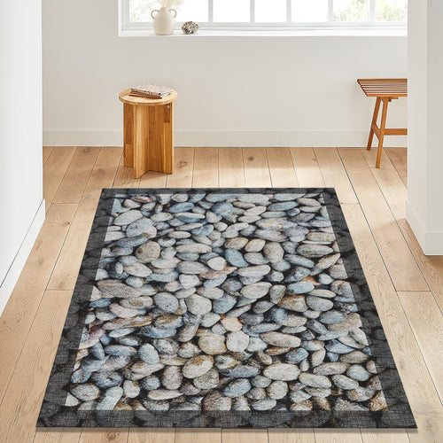 Pebble Stone Print Rug: Modern Hallway, Living Room Decor