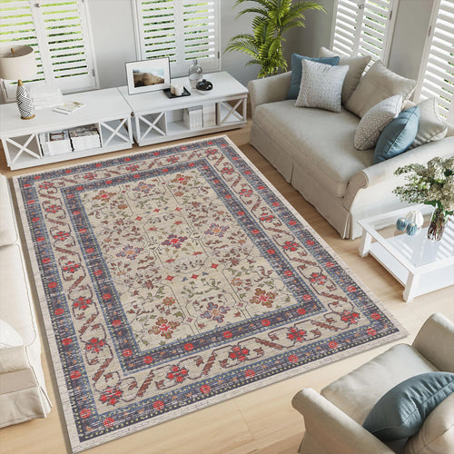 Turkish Vintage Rug: Traditional Floral Medallion