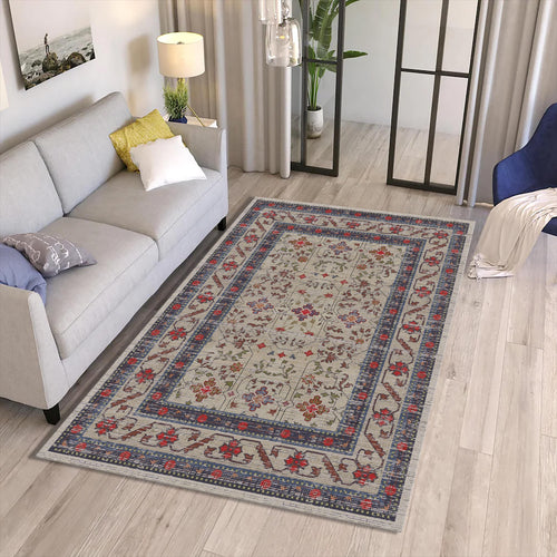 Turkish Vintage Rug: Traditional Floral Medallion