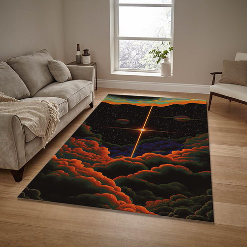 Cloud Rug: Modern Abstract Galaxy Star Area Rug, Gothic Decor