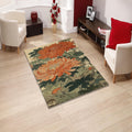 Floral Area Rug: Orange Blossom Abstract Design, Non-Slip