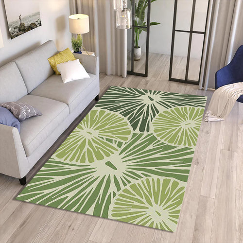 Lemon Slice Pattern Area Rug Citrus Fruit Kitchen Living Room