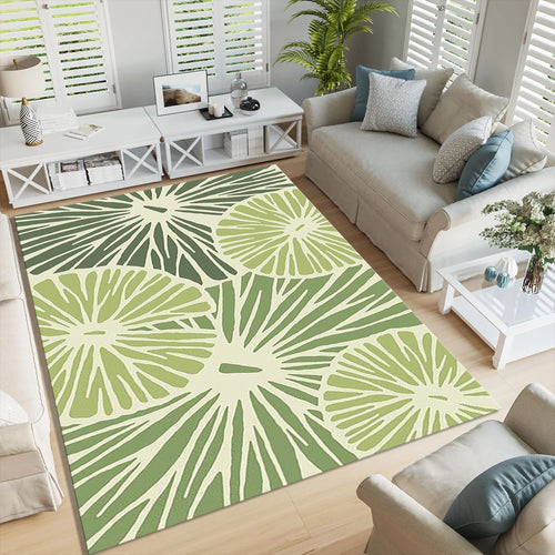 Lemon Slice Pattern Area Rug Citrus Fruit Kitchen Living Room