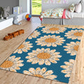 Daisy Pattern Area Rug: Modern Floral Decor, Non-Slip