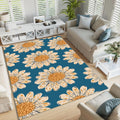 Daisy Pattern Area Rug: Modern Floral Decor, Non-Slip