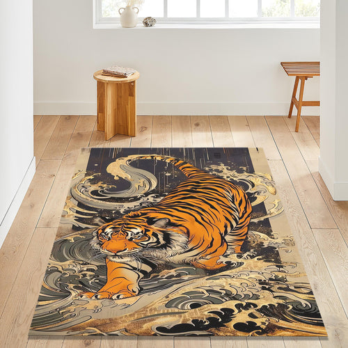 Bengal Tiger Rug: Exquisite Printed Persian Carpet