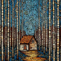 Cabin in Woods Area Rug: Abstract Art, Non-Slip Design