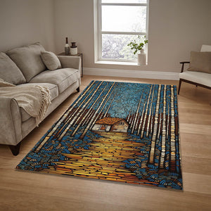 Cabin in Woods Area Rug: Abstract Art, Non-Slip Design