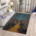 Cabin in Woods Area Rug: Abstract Art, Non-Slip Design