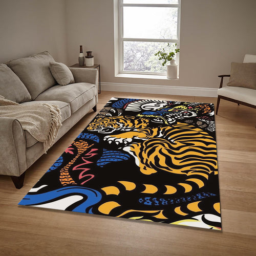 Tiger & Dragon Area Rug: Gothic Animal Print Carpet