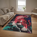 Pink Tiger Area Rug: Gothic Animal Carpet for Living Room