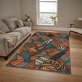 Safari Ethnic Area Rug: African Tribal Design, Anti-Slip