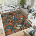 Safari Ethnic Area Rug: African Tribal Design, Anti-Slip