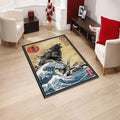 Godzilla Rug Retro Japanese Ukiyo-e Living Room Carpet Washable