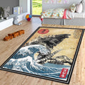 Godzilla Rug Retro Japanese Ukiyo-e Living Room Carpet Washable