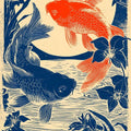 Koi Fish Japanese Art Area Rug Zen Asian Living Room Floor Carpet
