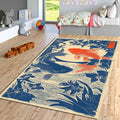 Koi Fish Japanese Art Area Rug Zen Asian Living Room Floor Carpet