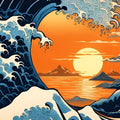 The Great Wave Area Rug Hokusai Japanese Art Living Room Carpet