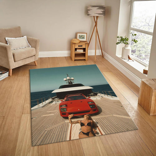 Ferrari F1 Rug, Vintage Ferrari F40 Rug: Sports Car Decor