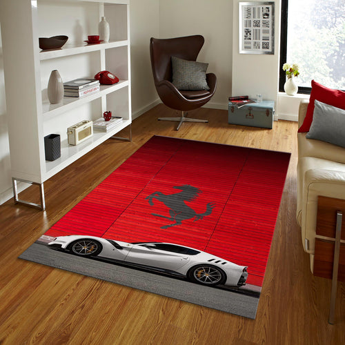 Ferrari F1 Rug, Ferrari Car Print Rug: Modern Sports Car Decor