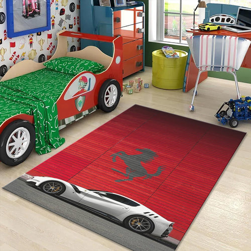 Ferrari F1 Rug, Ferrari Car Print Rug: Modern Sports Car Decor