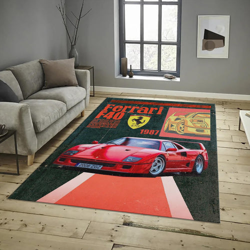 Ferrari F1 Rug, Vintage Ferrari F40 Rug