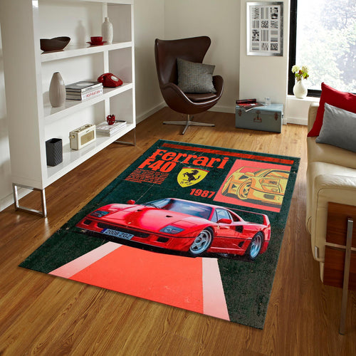 Ferrari F1 Rug, Vintage Ferrari F40 Rug