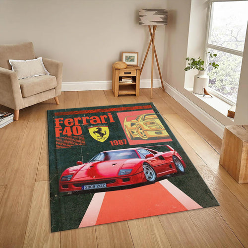 Ferrari F1 Rug, Vintage Ferrari F40 Rug