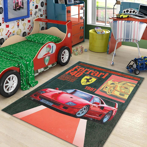 Ferrari F1 Rug, Vintage Ferrari F40 Rug