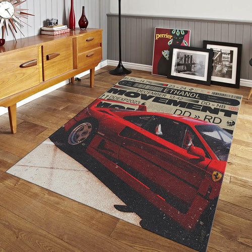 Ferrari F1 Rug, Ferrari F40 Car Rug: Modern Sports Car Decor