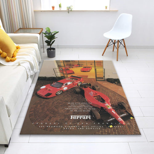 Ferrari F1 Rug, Vintage Ferrari Car Rug
