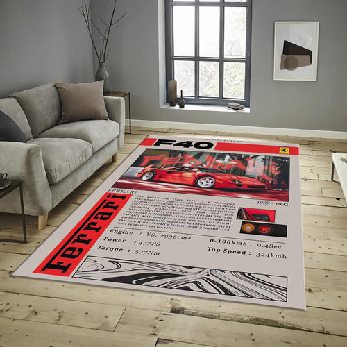 Ferrari F1 Rug, Ferrari F40 Sports Car Rug
