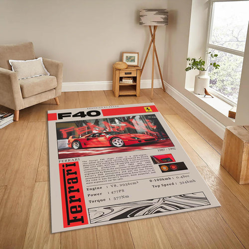 Ferrari F1 Rug, Ferrari F40 Sports Car Rug
