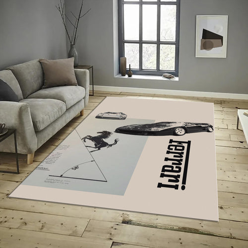 Ferrari F1 Rug, Ferrari Car Rug: Custom Sports Car Print