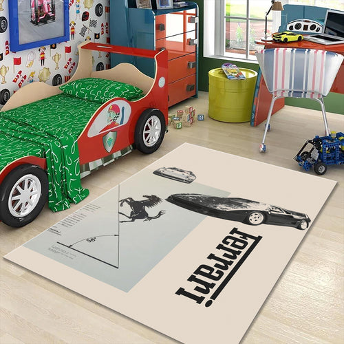 Ferrari F1 Rug, Ferrari Car Rug: Custom Sports Car Print