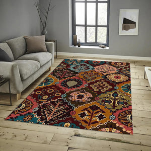 Personalized Area Rug, Colorful Floral Medallion Design