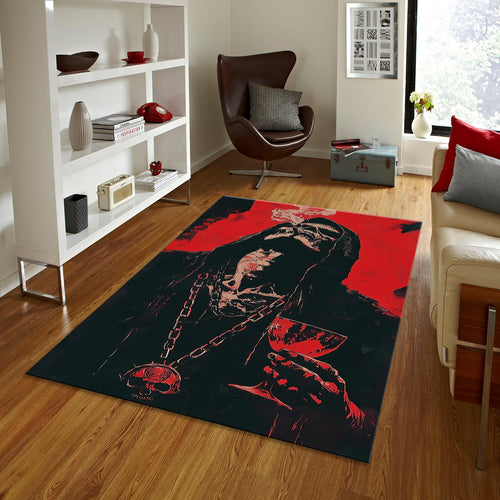 Customizable Graphic Rug, Gothic Skull Art, Personalized Home