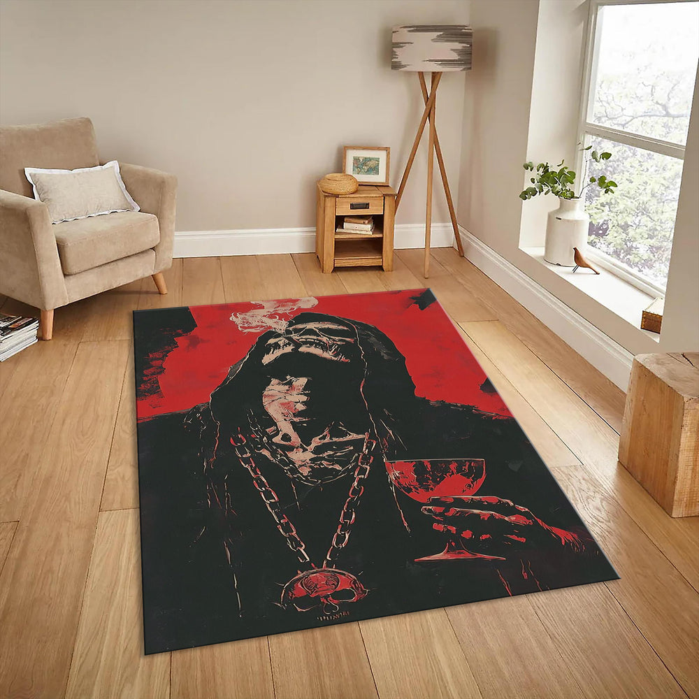 Customizable Graphic Rug, Gothic Skull Art, Personalized Home