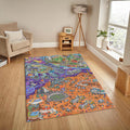 Playground Kids Rug, Colorful Town Design, Washable Nursery Decor