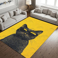 Cat Print Area Rug: Bohemian Yellow Decor, Tufted Living Room Rug