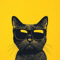 Cat Print Area Rug: Bohemian Yellow Decor, Tufted Living Room Rug