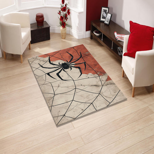 Gothic Spider Web Area Rug Witchy Halloween Living Room Carpet