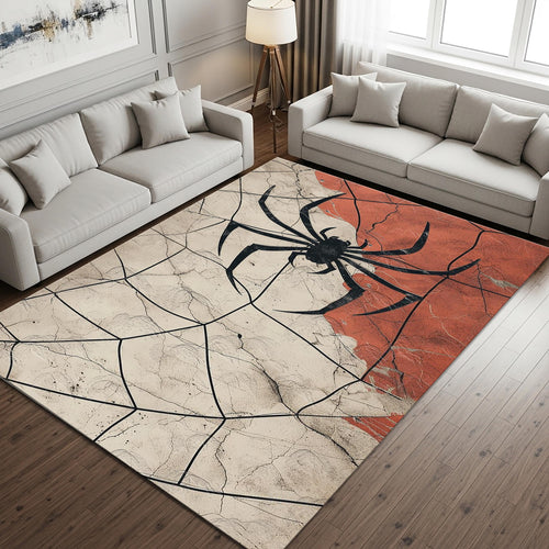 Gothic Spider Web Area Rug Witchy Halloween Living Room Carpet