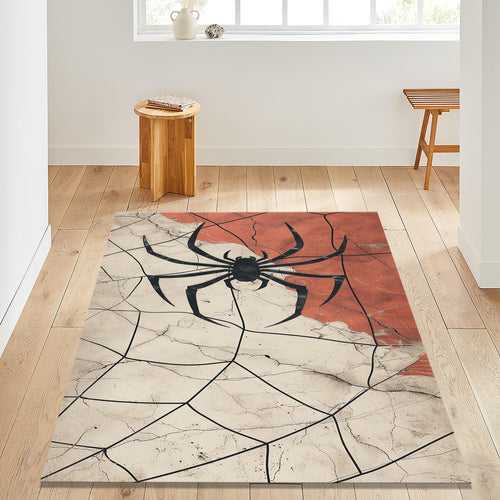 Gothic Spider Web Area Rug Witchy Halloween Living Room Carpet