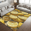 Lemon Pattern Kitchen Rug: Abstract Yellow Modern Saloon Rug