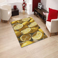 Lemon Pattern Kitchen Rug: Abstract Yellow Modern Saloon Rug