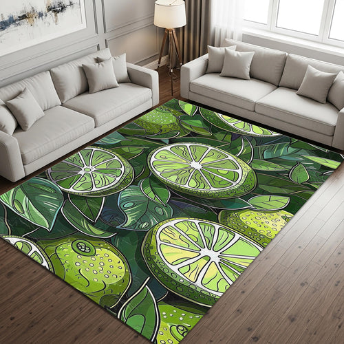 Abstract Green Lime Pattern Rug: Modern Kitchen Saloon Decor