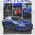 Nissan Skyline R34 Rug, Retro JDM Car Print