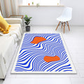 Blue Wave Area Rug, Modern Abstract Design, Custom Size