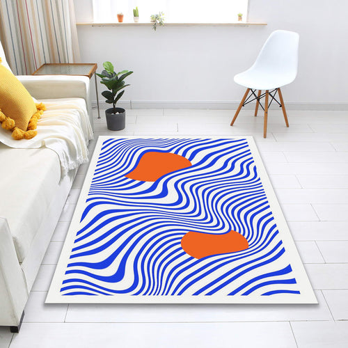 Blue Wave Area Rug, Modern Abstract Design, Custom Size